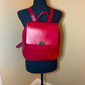 Zara red leather mini book bag purse